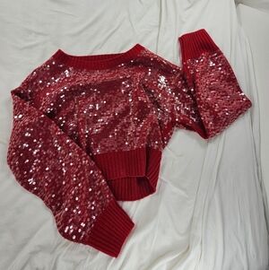 Red Women's Sequin Knit Sweater Used